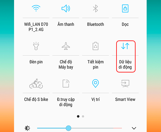 Vuốt thanh trạng thái xuống